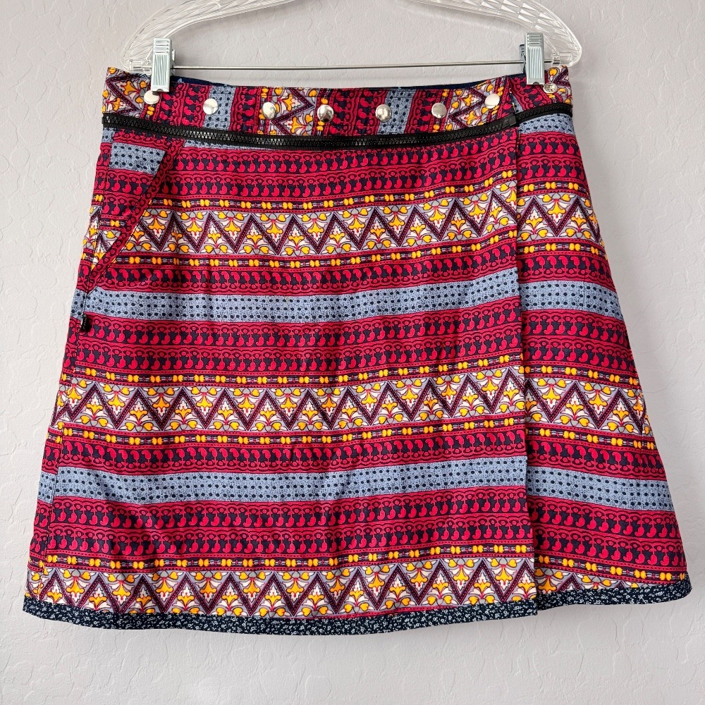 Zand Amsterdam Wrap Mini Skirt Festival Bohemian Colorful Print Skirt OS‎